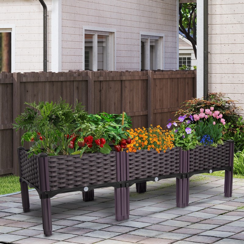 3-Pack Raised Garden Bed Kit: Rectangle Planter Box for Flowers & Vegetables gallery