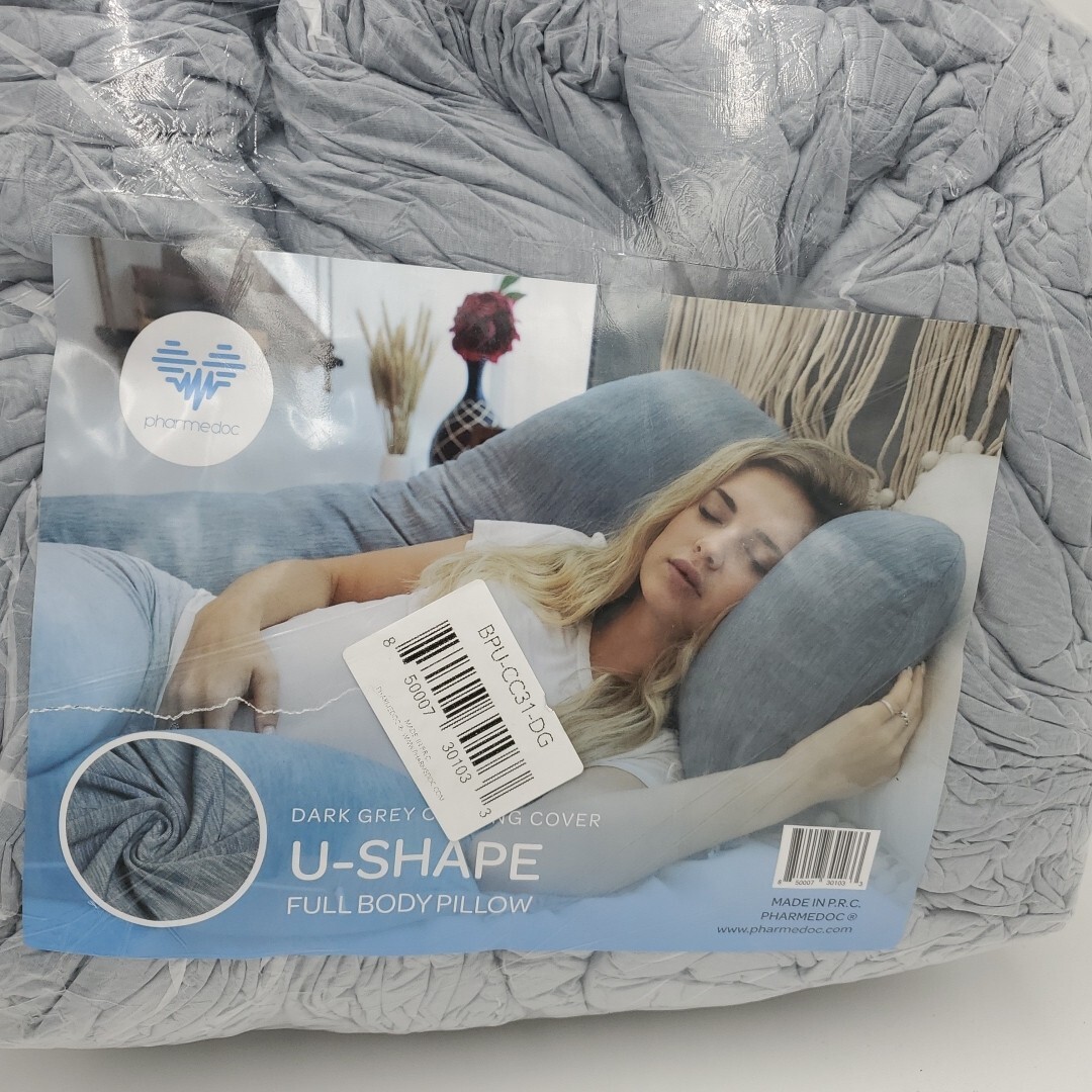 PharMeDoc Pregnancy U Shaped Full Body Maternity Pillow Grey Cooling Cover New gallery