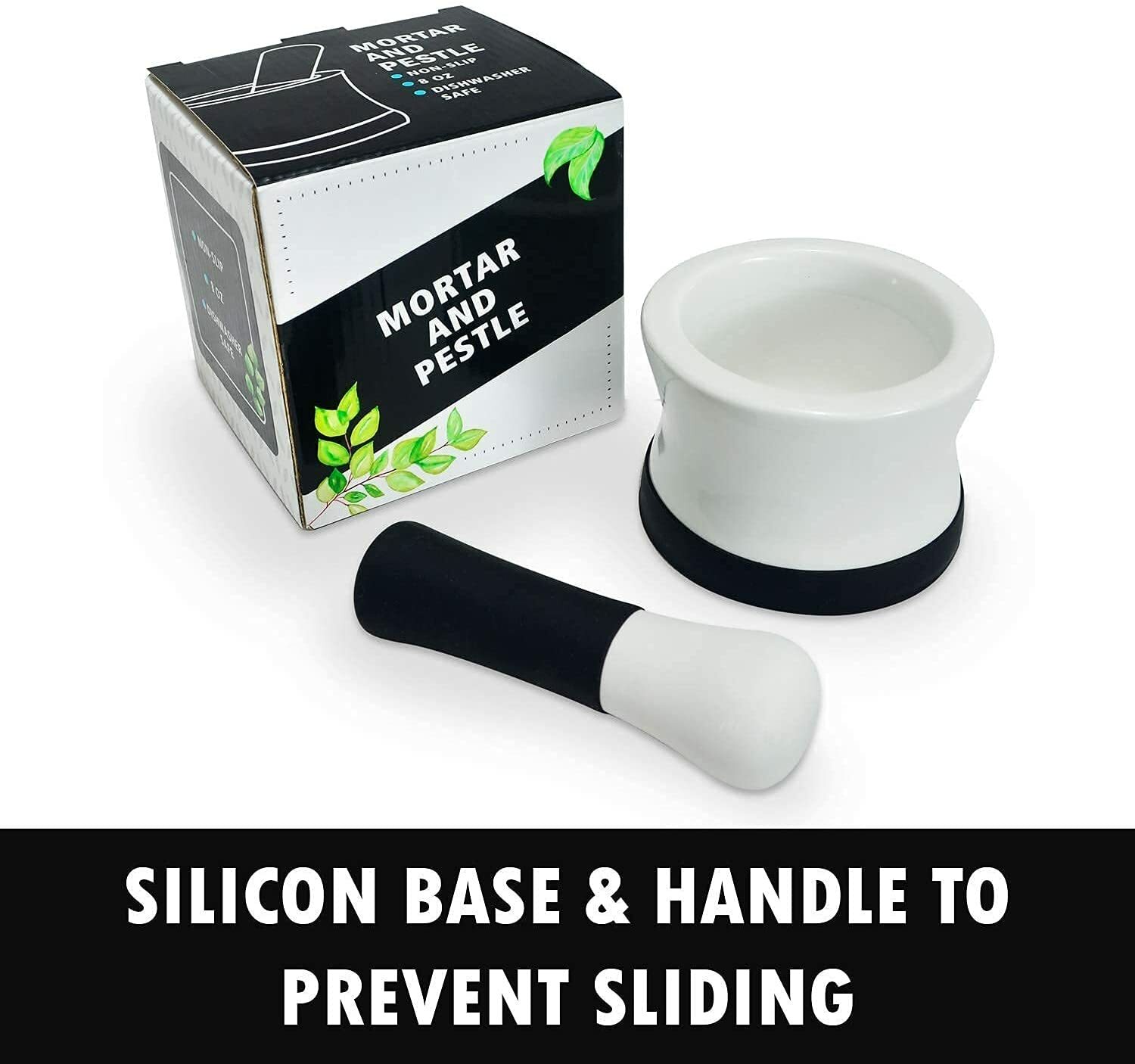 Upgrade Porcelain Mortar and Pestle Set Non-Slip Detachable Silicone Base gallery