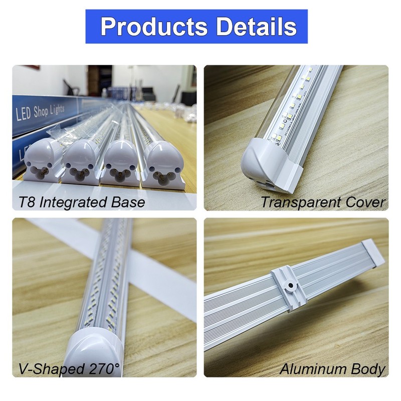 25 Pack Linkable Shop Ceiling Light 72W V-Shape 4Ft Led Shop Light 7200Lm Clear gallery