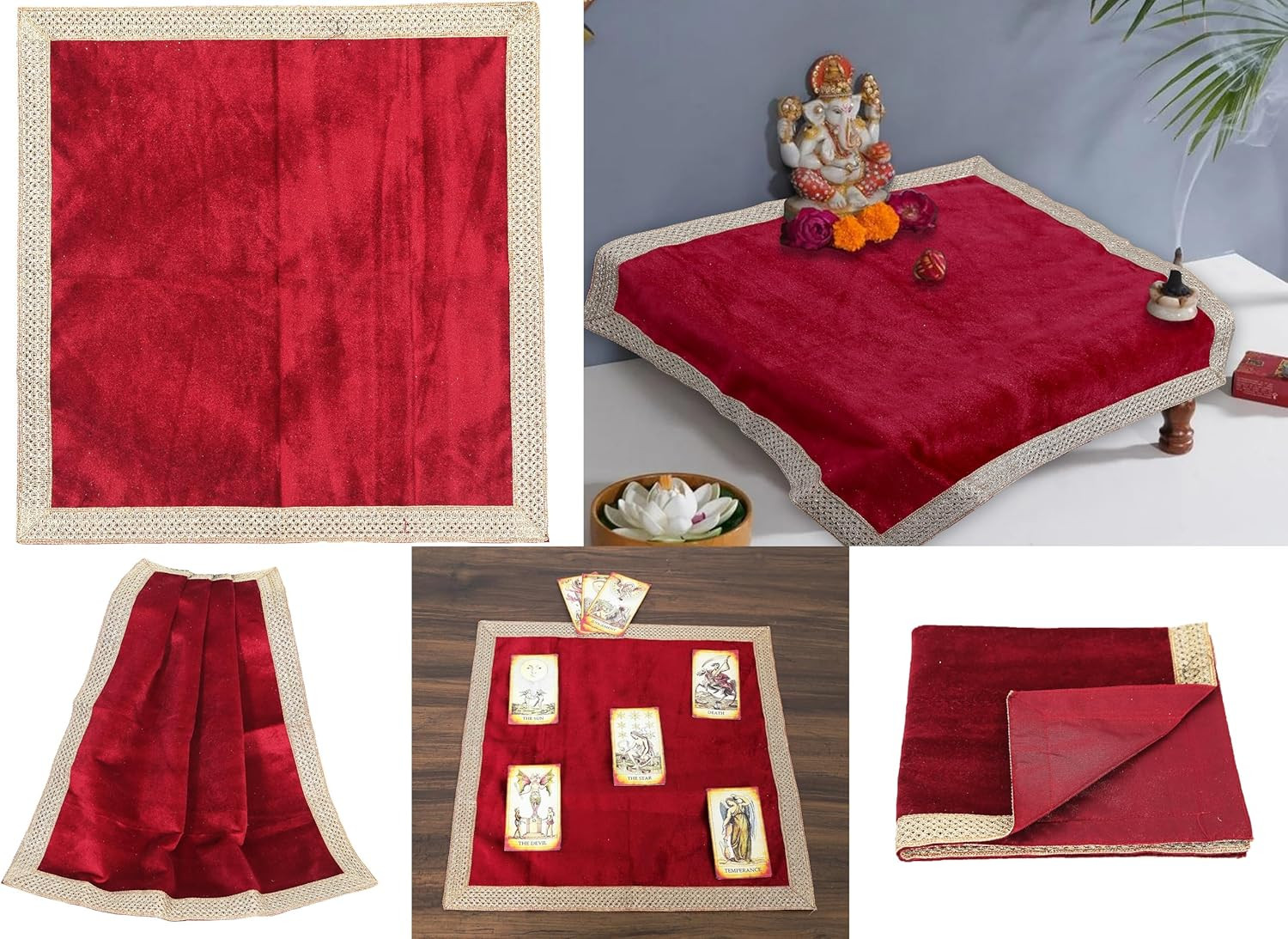 Small Solid Color Velvet Cloth for Multipurpose Use (Red) gallery