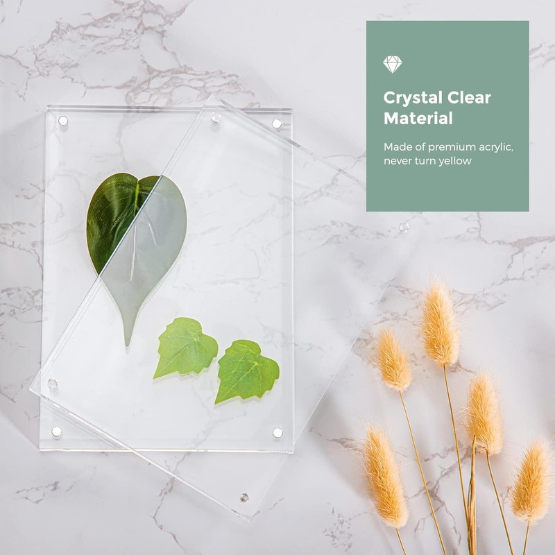 3-5Pack Acrylic Picture Frame Double Sided 10+10MM Plexiglass Clear Magnet Frame gallery