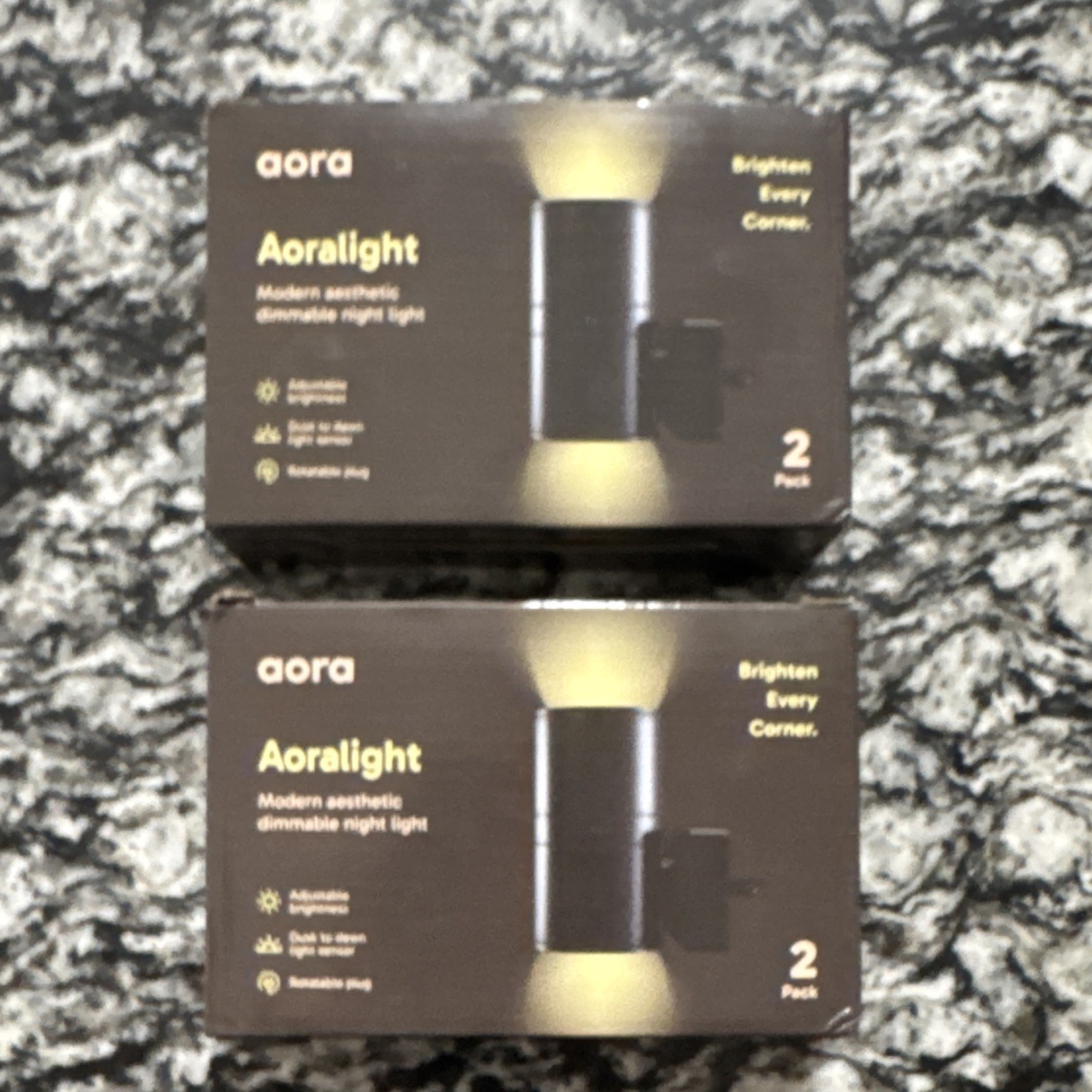 aora Aoralight LED Night Light Dimmable Light Sensor Rotatable Plug Black 2pk gallery