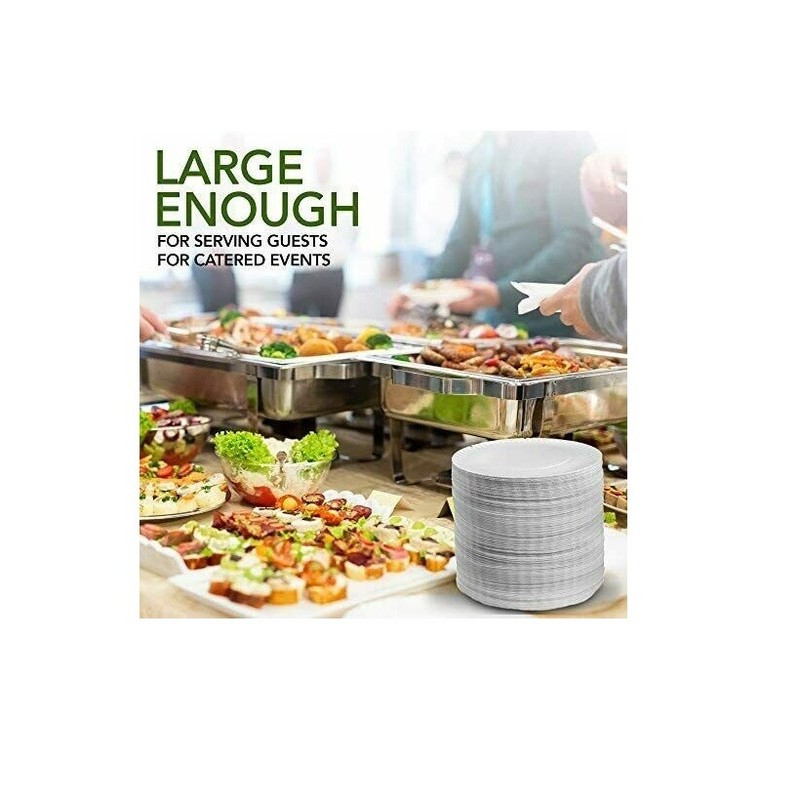 500 Count 9-Inch Paper Plates Uncoated Disposable Dinner Plates White gallery