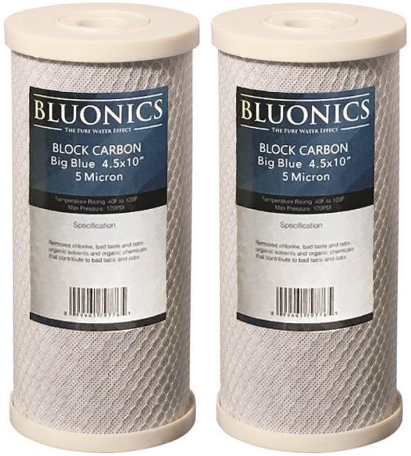 2-PK BLUONICS Carbon Block Water Filters Standard 4.5" x 10" Cartridges gallery