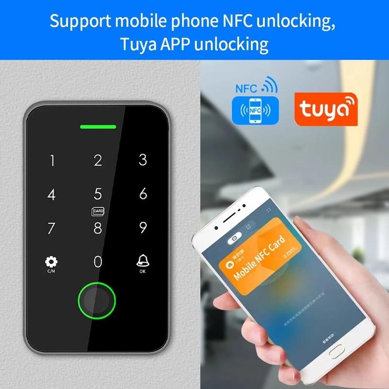 Tuya NFC Bluetooth Backlight Touch RFID 13.56MHz Door Lock Keypad Access IP66 gallery