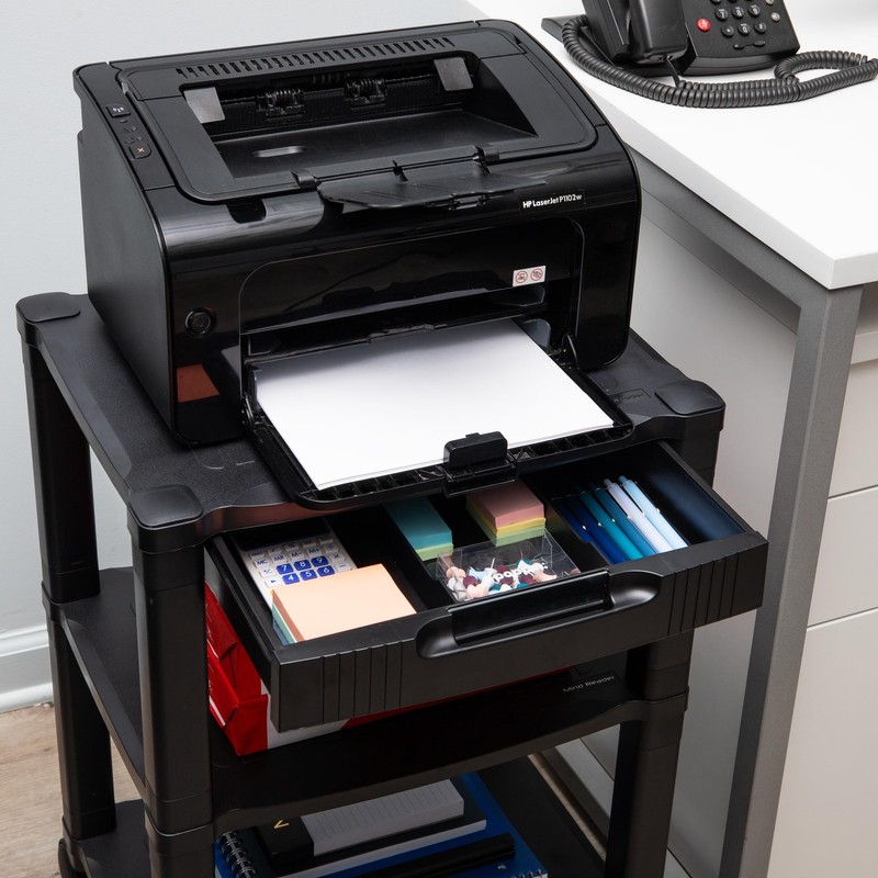 Mind Reader Rolling Printer Cart, Utility Cart, Printer Stand, Desk Storage, Off gallery