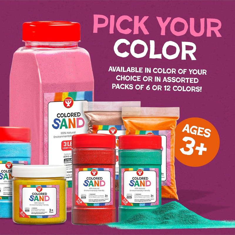 Colored Sand for Crafts - 12 Assorted Colors Bags - 1 Lb Vibrant Colorful Fine S gallery