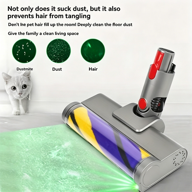 Upgraded Green Light LED light Soft Brush Head For Dyson V7 V8 V10 V11 V15 gallery