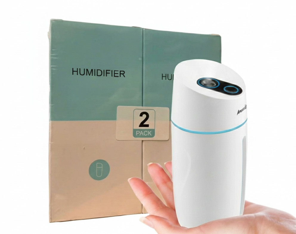 2PK Portable Mini Humidifier for Travel and Small Room with Breathing Color LED gallery
