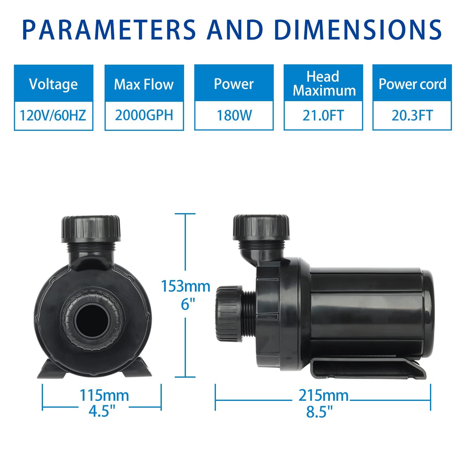 2000GPH Pond Pumps Submersible Outdoor Inline Pump Pond High Head Water Pump ... gallery