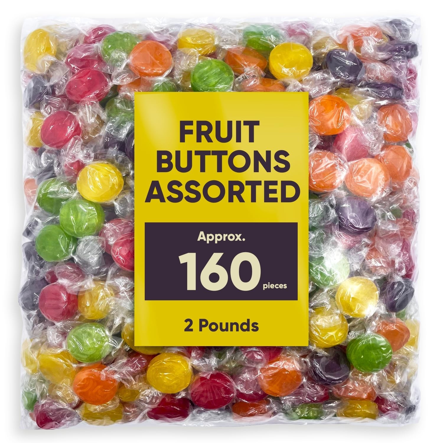 Assorted Fruit Flavored Buttons Discs Bulk Nostalgia Retro Hard Candy (2 Pounds) gallery