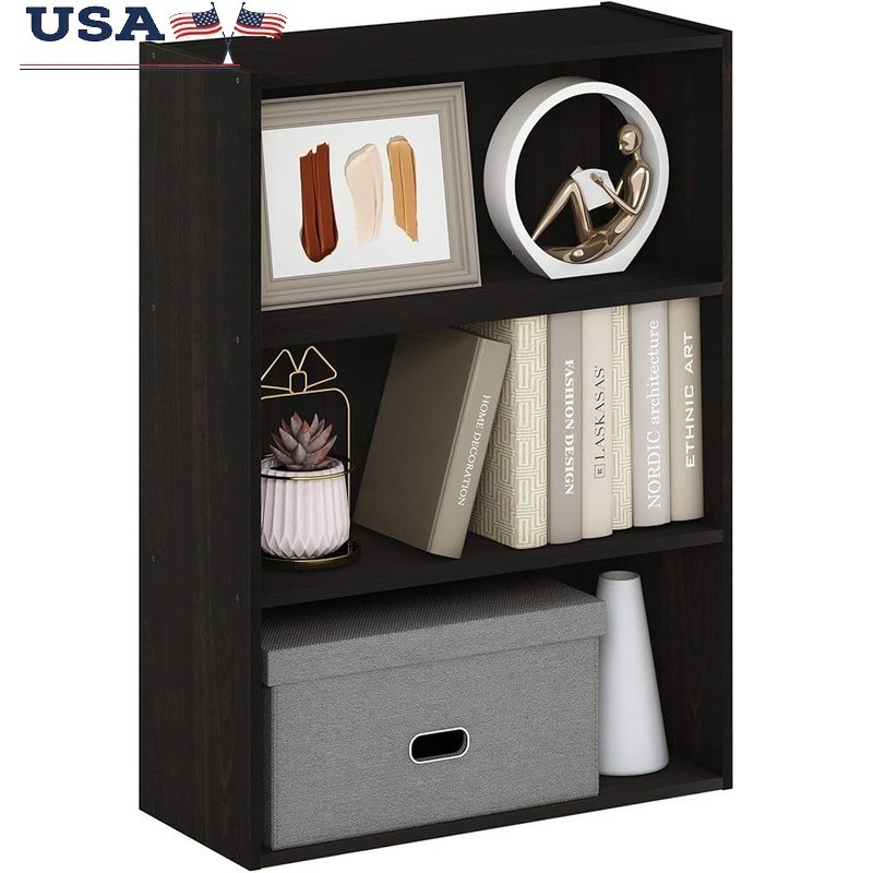 3-Tier Bookcase Engineered Wood Shelf Living Room Office Bedroom Storage New gallery