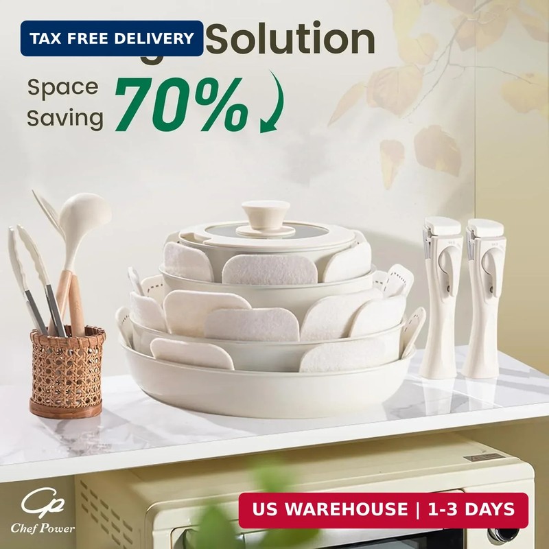 Chef Power Ceramic Cookware Set Non Toxic with Detachable Handles, Healthy Nonst gallery