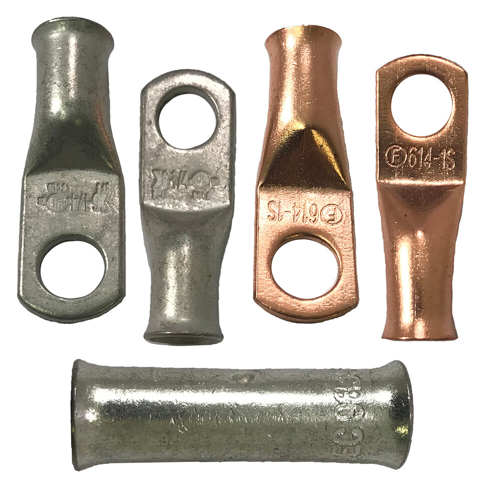 Tinned & Copper Lug Ring Terminal Butt Connector Lot - 8 to 4/0 Gauge - USA Made