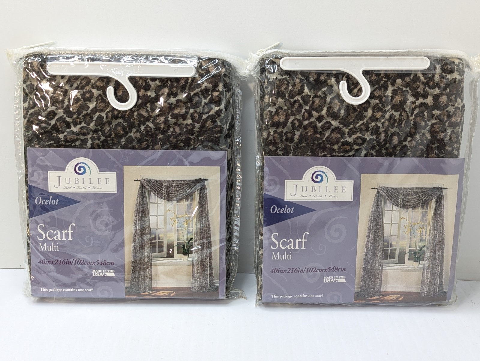 2 Jubilee Ocelot /Animal Print : 40"x216" Window Scarf Scarves 102cm x 548cm NOS gallery