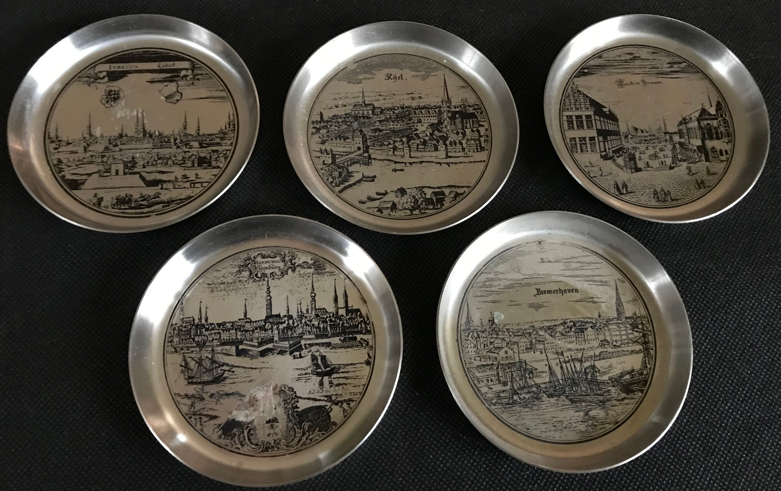 Collectible Plate - 5 Beautiful BACHSTAHL Coasters City Motifs NORTHERN GERMANY gallery