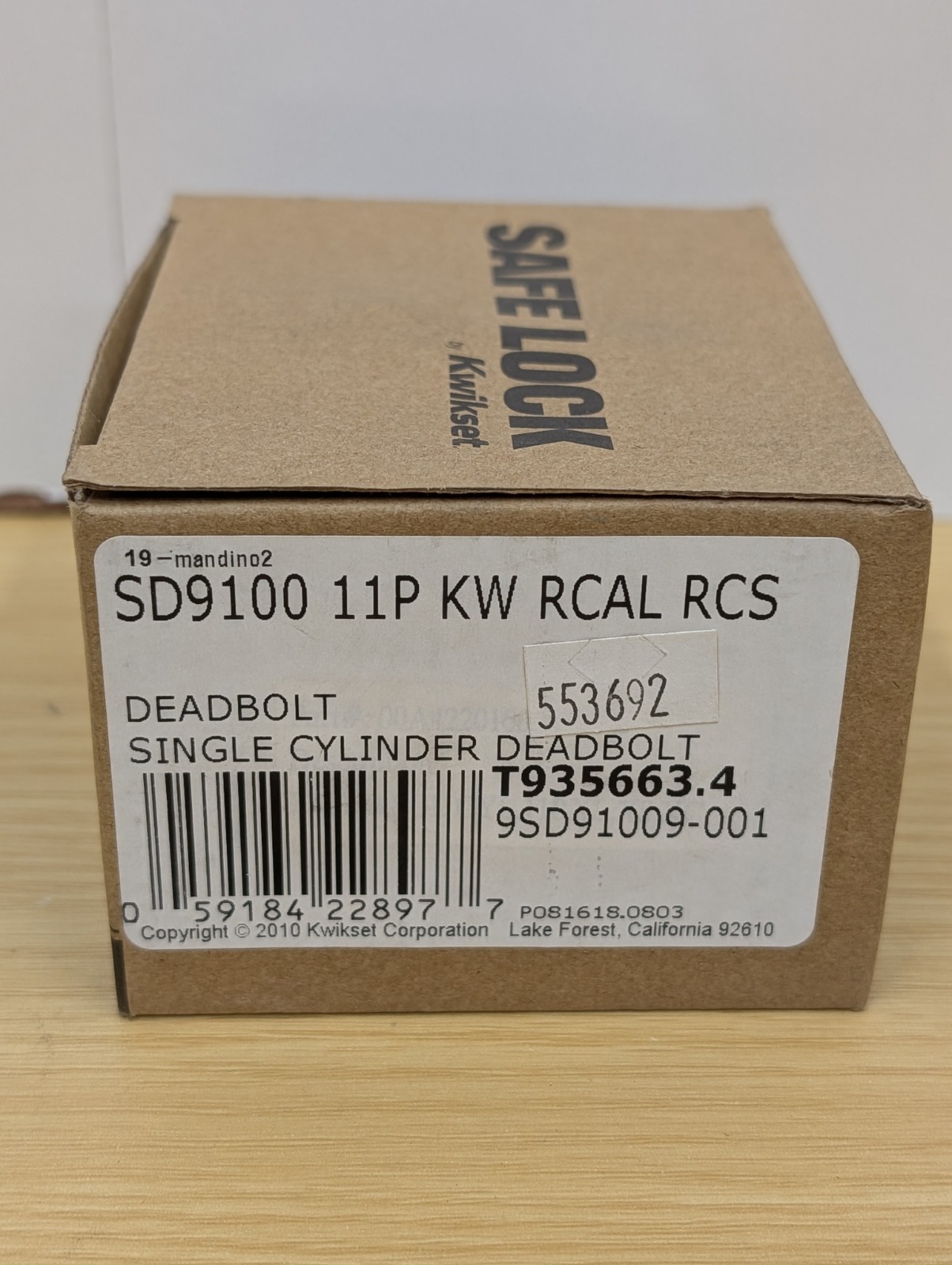 Kwikset Safe Lock Single Cylinder Deadbolt Venetian Bronze Keyed One Side SD9100 gallery