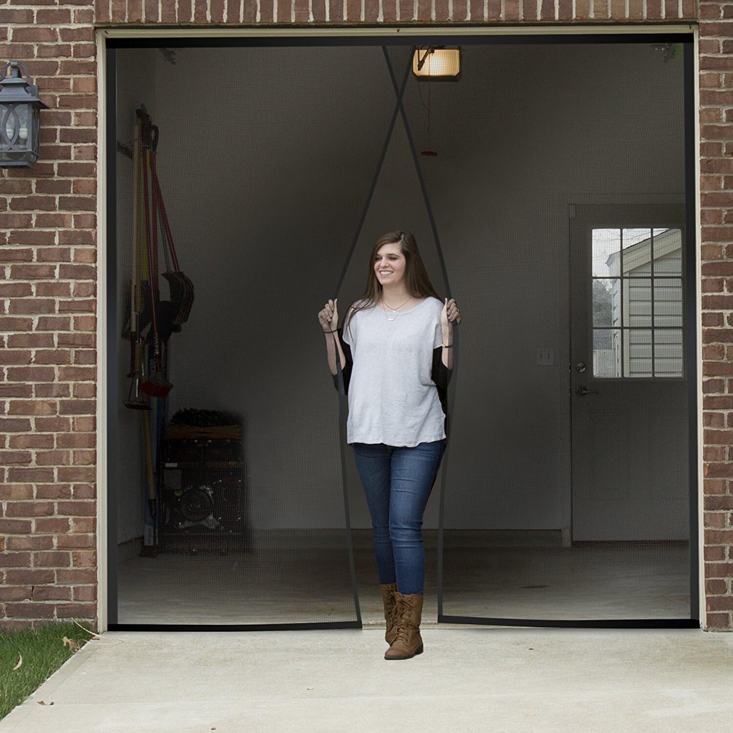 Car Garage Magnetic Screen Door Heavy Duty Magnets Mesh Curtain Fits 9 X 7 FT gallery