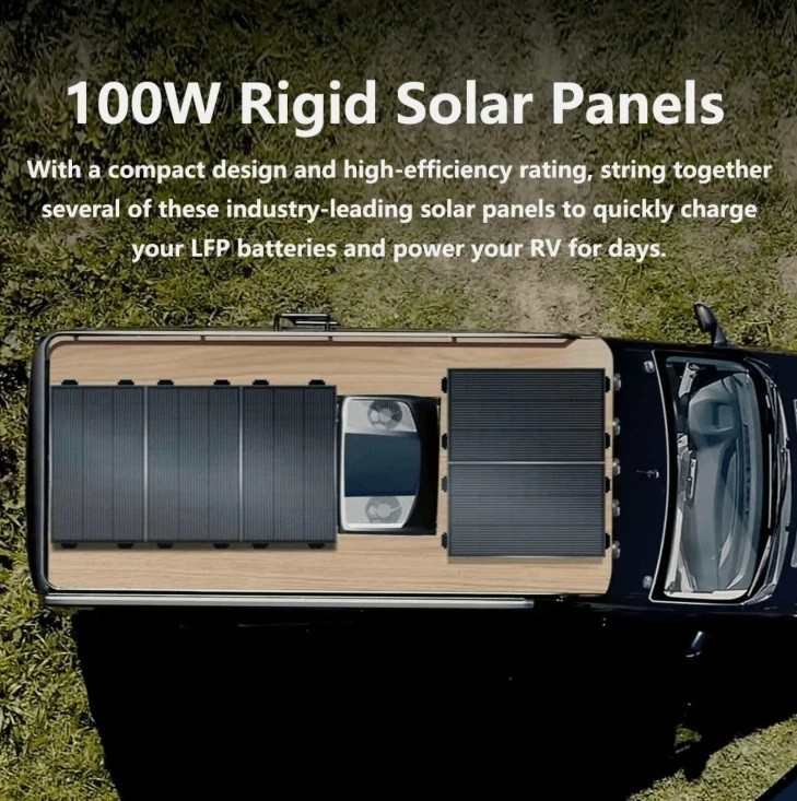 Set of 2 EcoFlow 100W Rigid Solar Panels IP68 Weatherproof Outdoor 100 watt gallery
