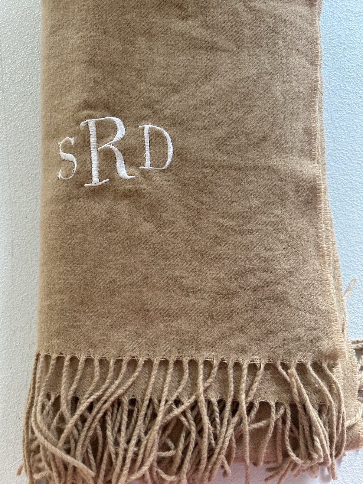 Williams Sonoma Solid Cashmere Throw Mono “SRD” Camel NWT OB READ gallery
