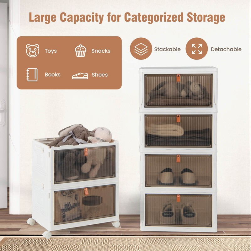 6-Tier Stackable Plastic Storage Bins Storage Bin Organizer with Lids & Doors gallery