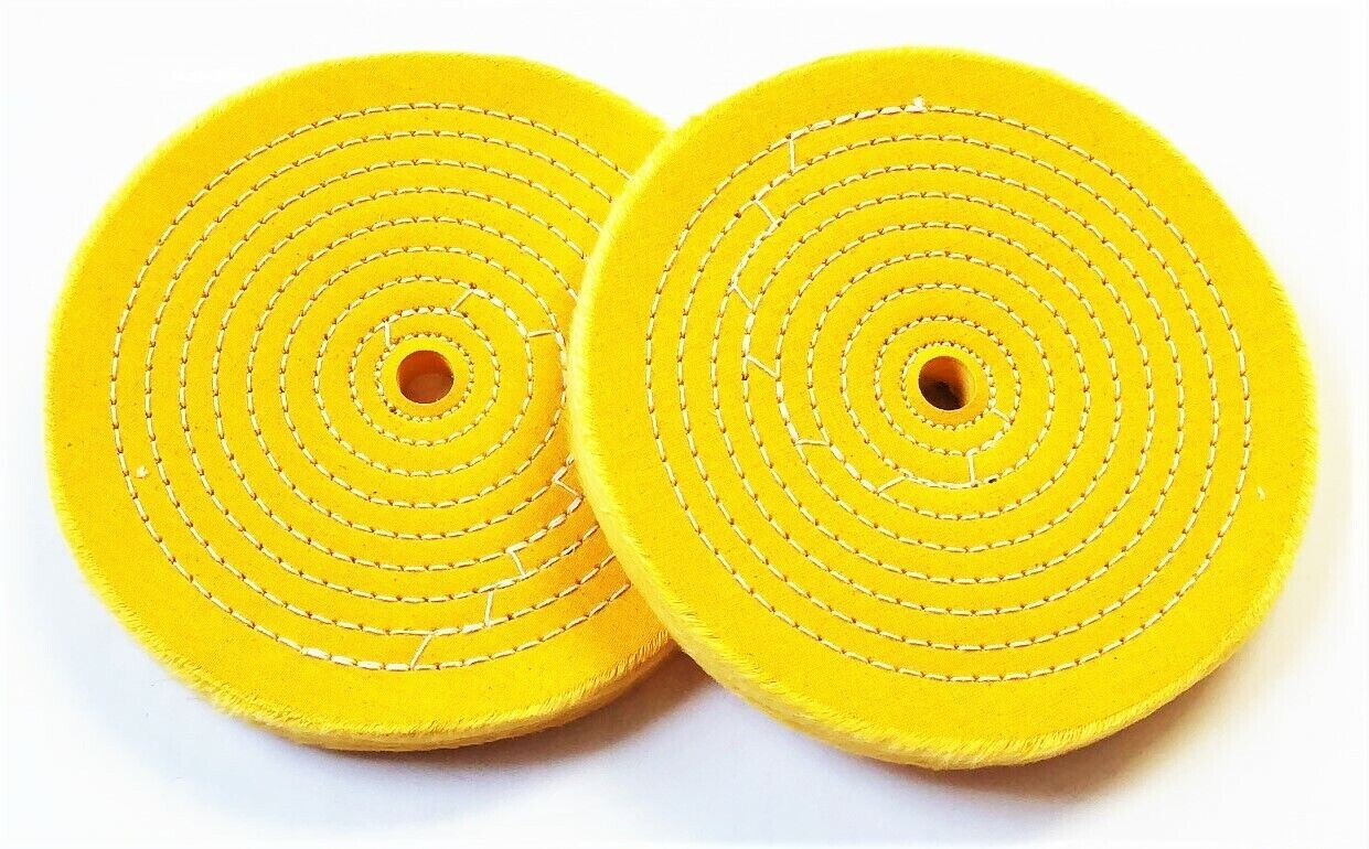 2 PTC 6" SEWN BUFFING WHEEL PAD STIFF FIRM 1/2" ARBOR BENCH GRINDER POLISH #4156 gallery