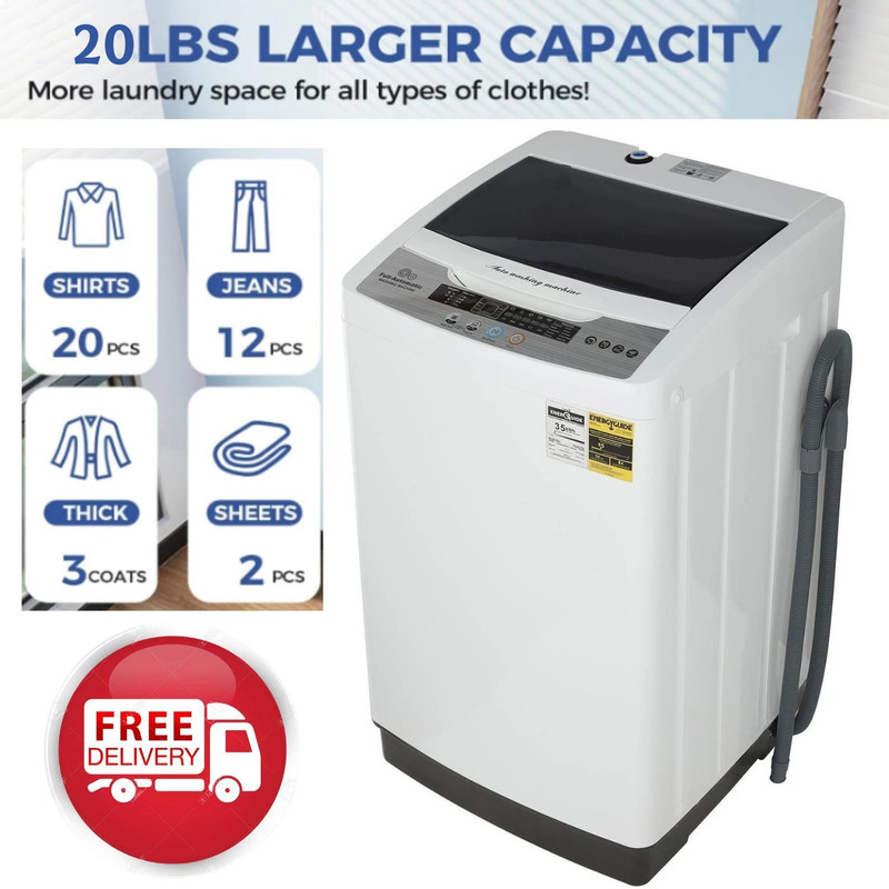 Full Automatic Washing Machine 17.8/13.5lbs Compact Laundry Washer w/Drain Pump- gallery