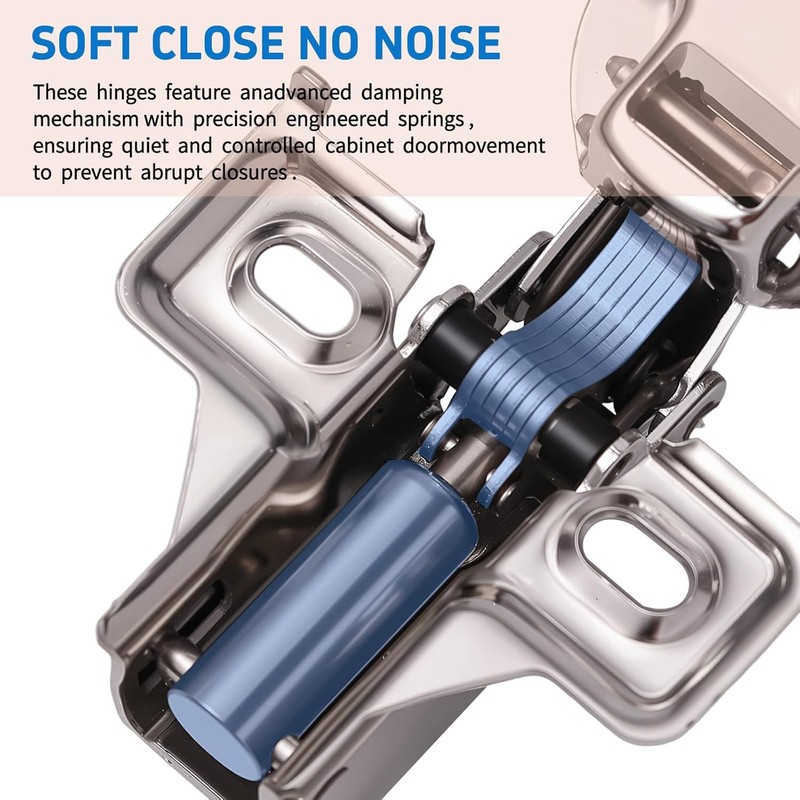 Concealed 105° Soft Close Cabinet Hinges - 24 Pack for 1/2" Overlay gallery