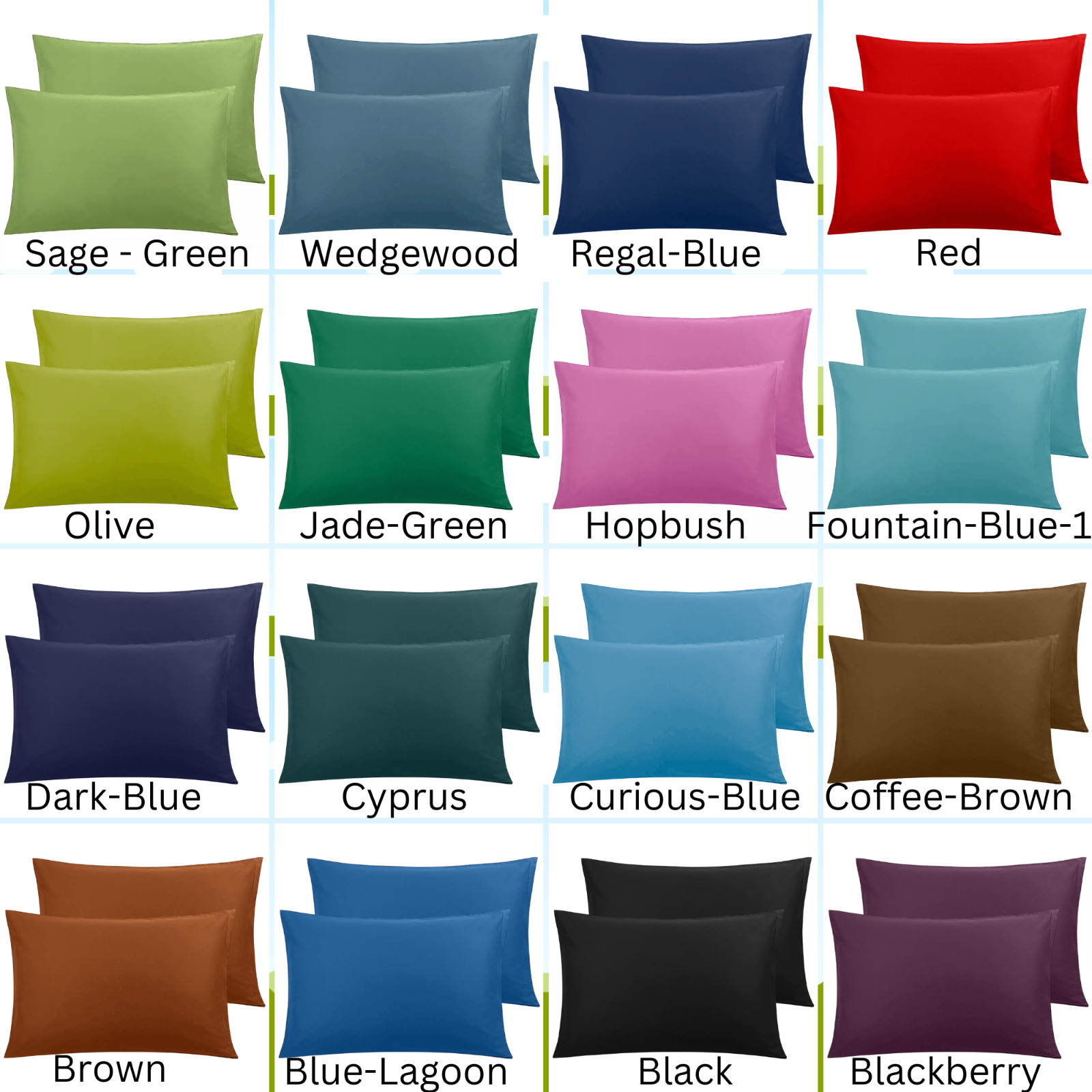 Cotton Solid Pillow Cases Hidden Zipper Pillow Cover Standard Queen King 2 Pack gallery