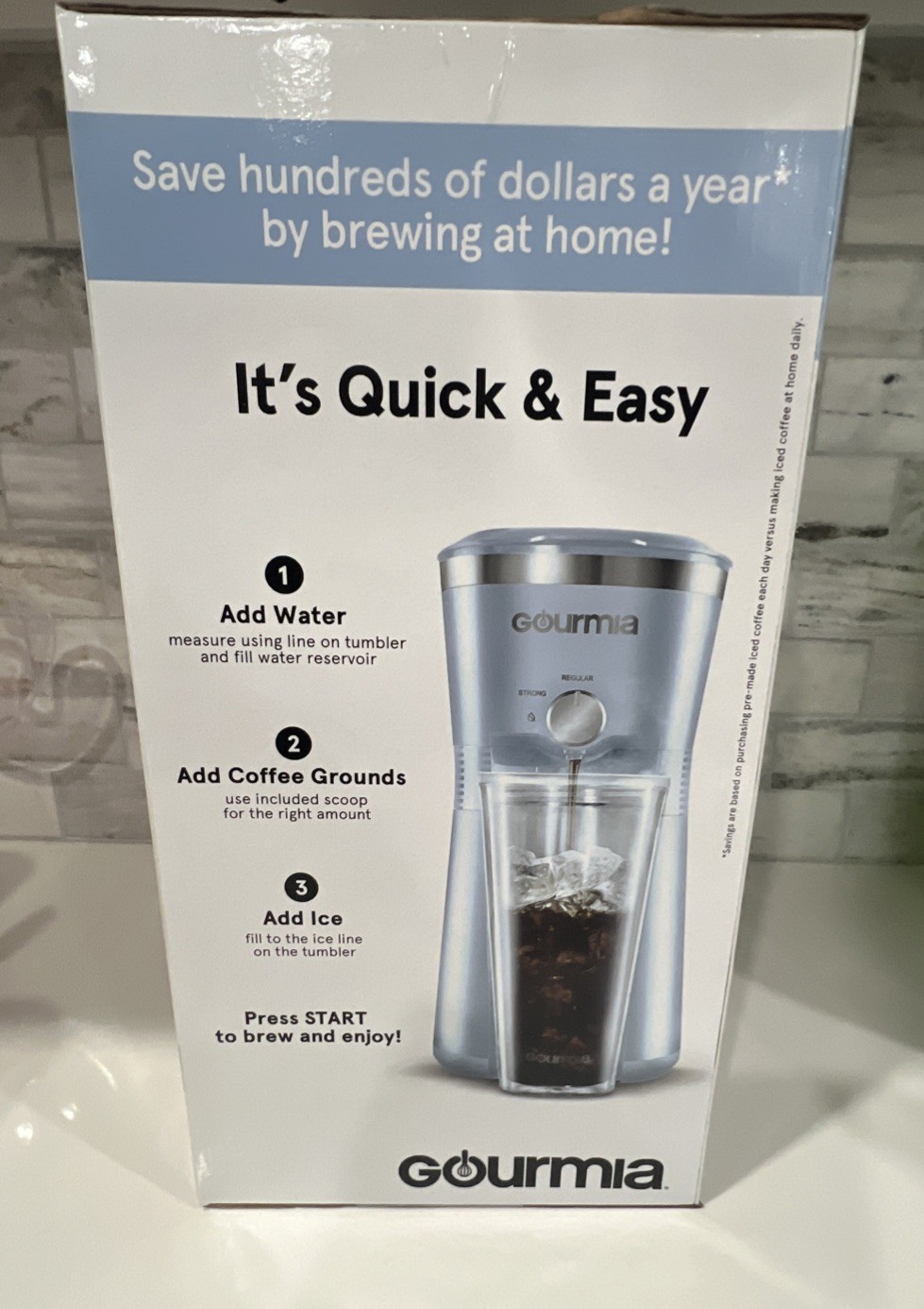 Iced Coffee Maker with 25 fl oz. Reusable Tumbler w/ Lid, Blue gallery