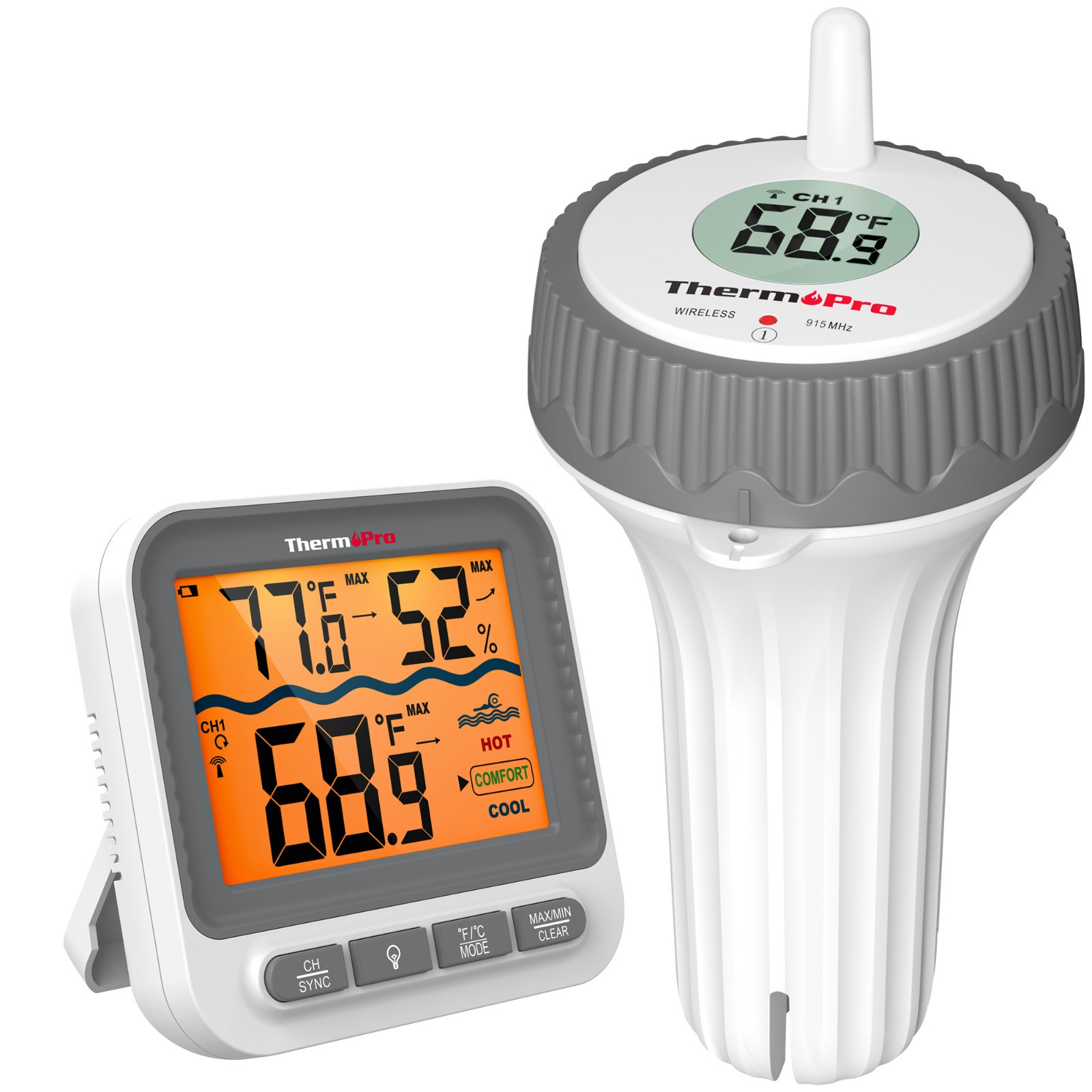 TempPro Waterproof Wireless Pool Thermometer Easy Read Digital Pool FloatingPond gallery