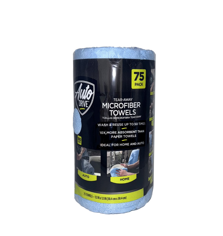 Auto Drive Tear Away Car Wash Multi-Purpose Microfiber Towel Roll, 75 Pack gallery