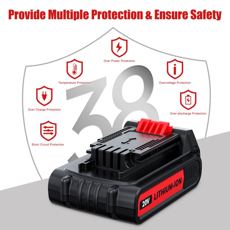 2Pack 20V 3.8AH Lithium-Ion Battery for Black & Decker 20 Volt LB20 LBX20 LBXR20 gallery