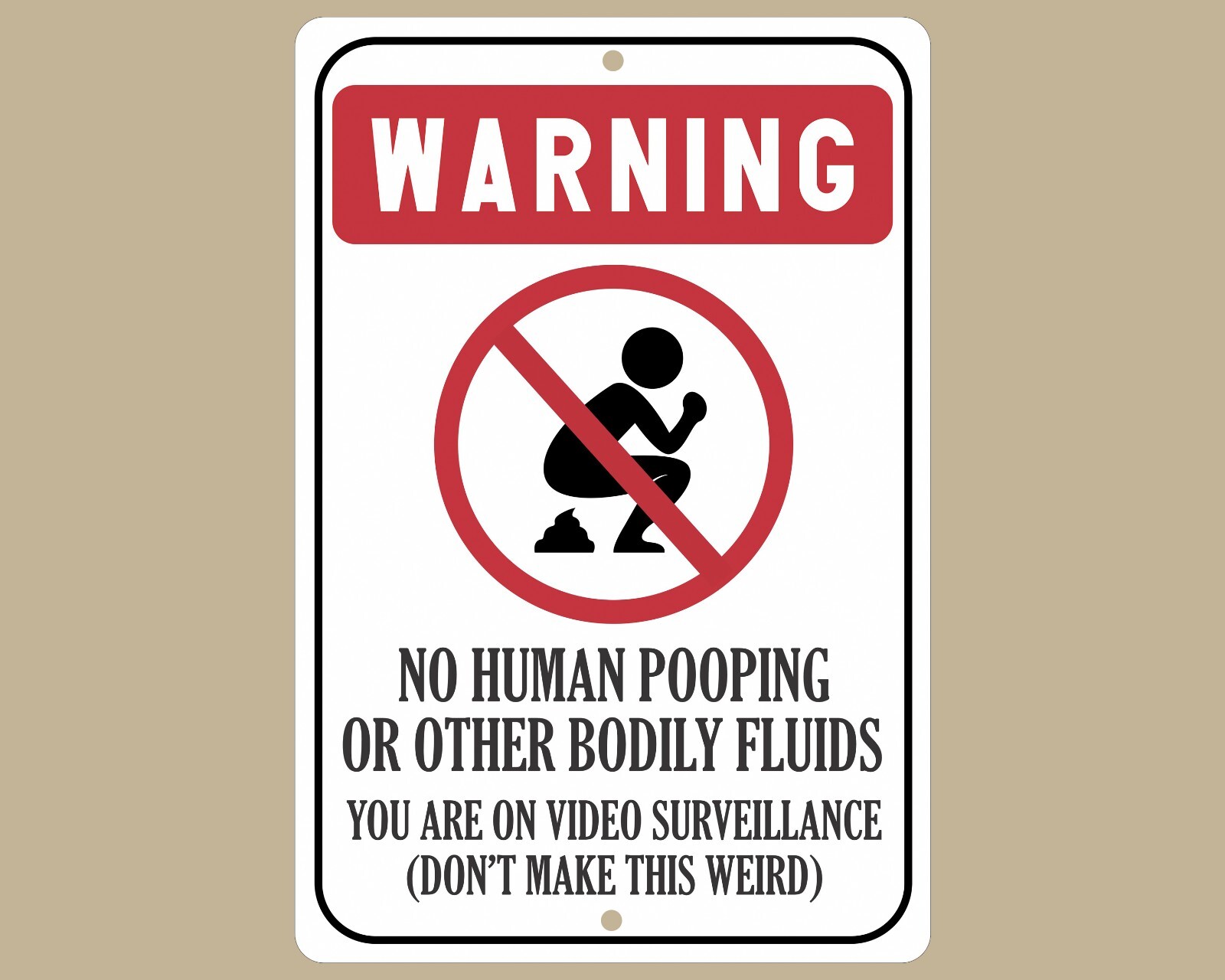 No Human Pooping Warning Sign, Aluminum Outdoor Yard Sign, Video Surveillance gallery