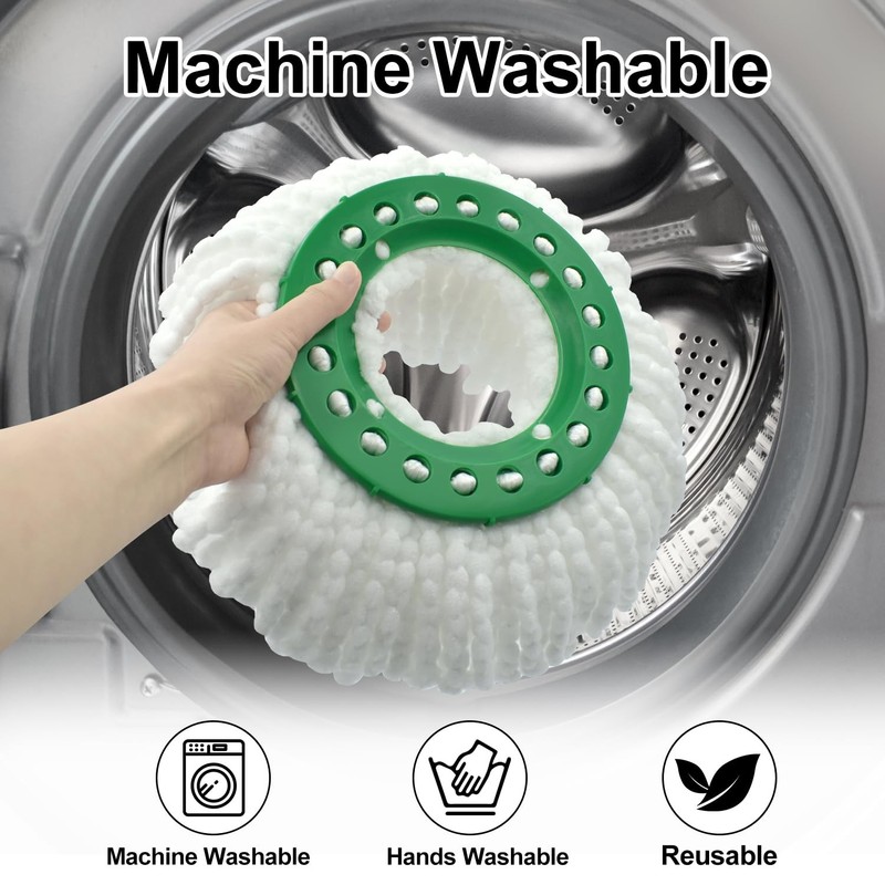 Reusable Mop Head Replacement for Libman Tornado Spin Thick 3 Pack, White gallery