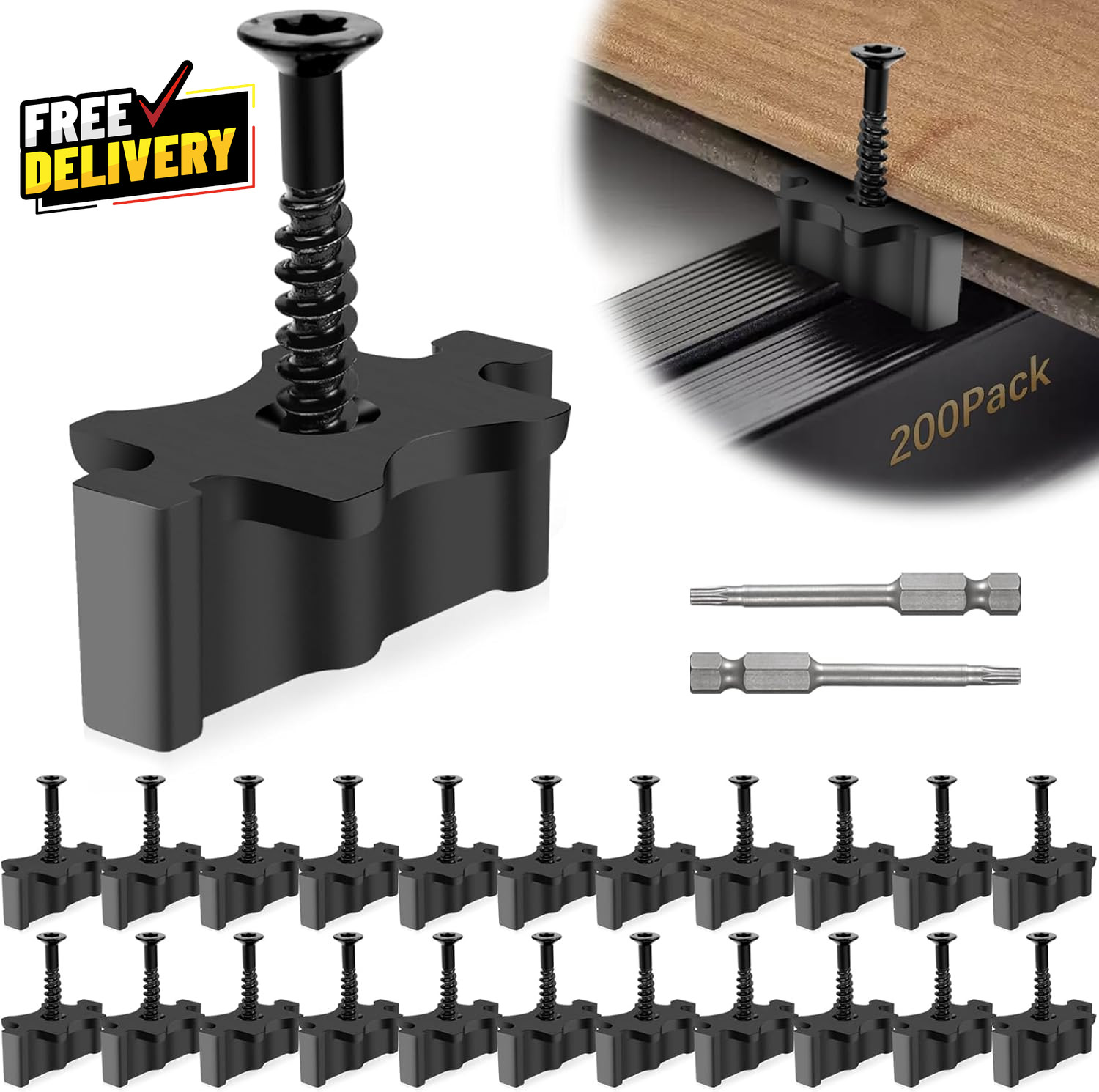 200 Pack Hidden Deck Fasteners for Composite Decking Clips with Screws Kit... gallery