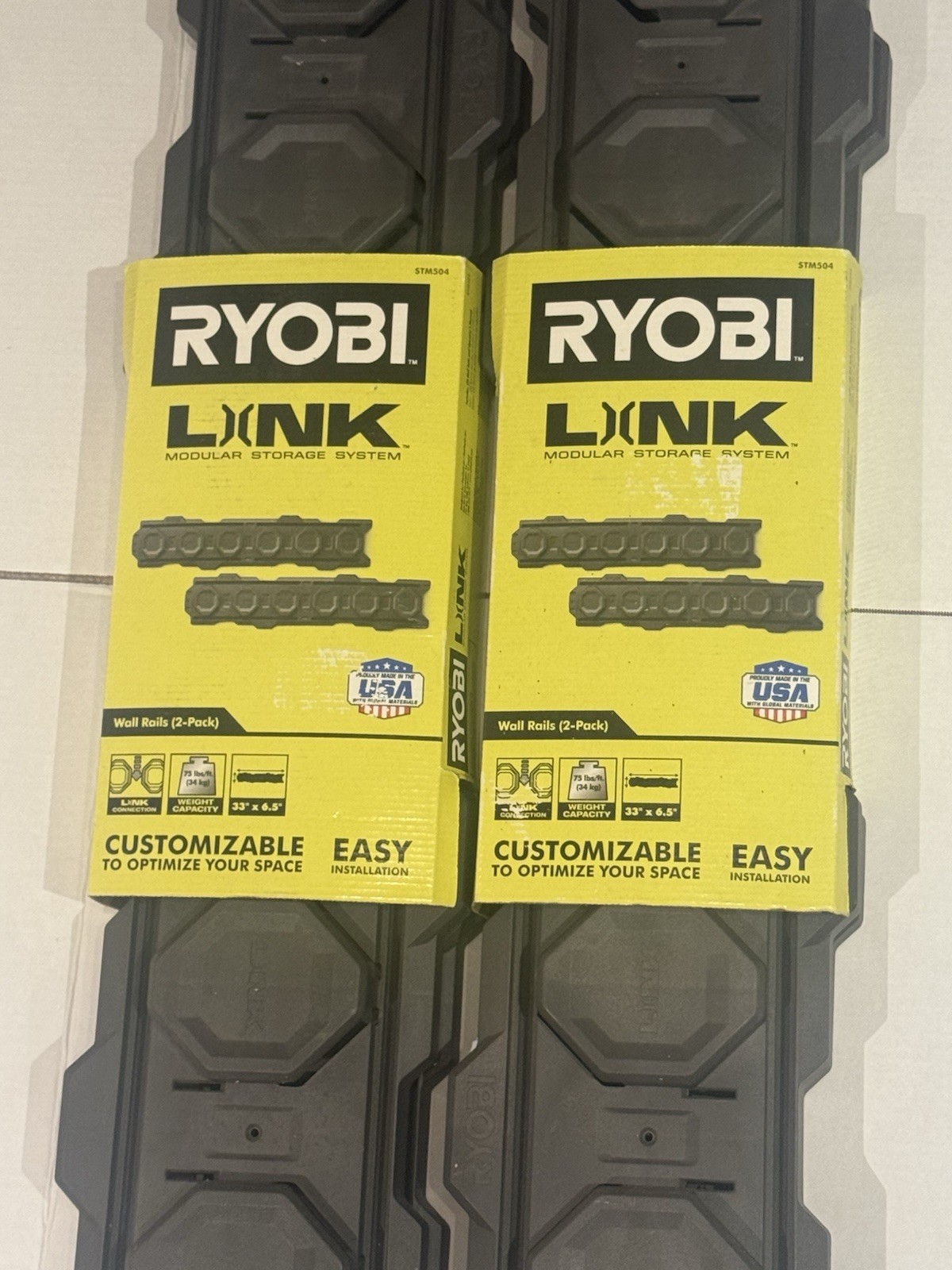 *2 2-Packs* RYOBI LINK Wall Rails, 66 in. Assembled Width (STM504) = 4 Total gallery