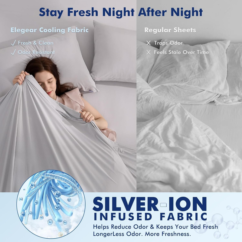 Cooling Silver Infused Bed Sheets Queen Set - Soft, Breathable & Fresh gallery