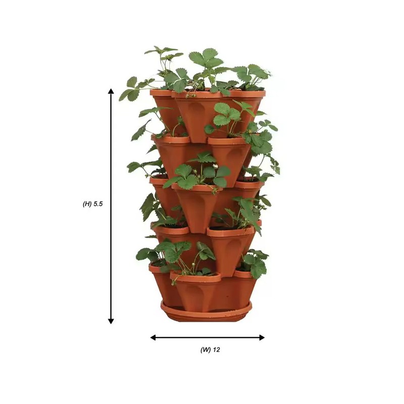 Mr. Stacky Vertical Planter Terracotta Plastic Stackable Self-Watering (5-Pack) gallery