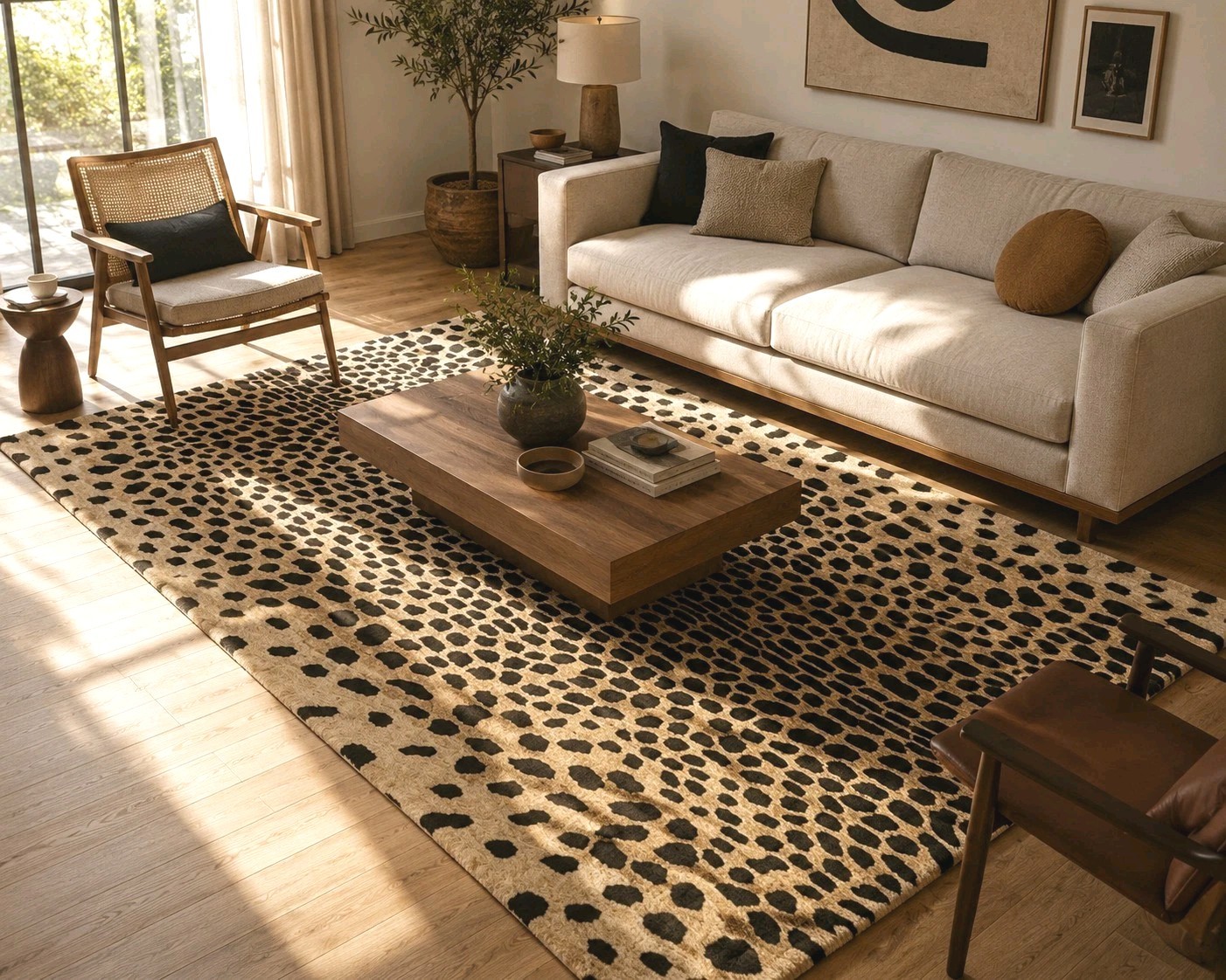 Modern Tiger Hand Tufted Rug Leopard Print Animal Print Area Rug For Living Area gallery