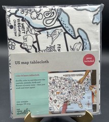 Educational Color & Learn US Map Tablecloth 50”x33” w/Markers Eat Sleep Doodle