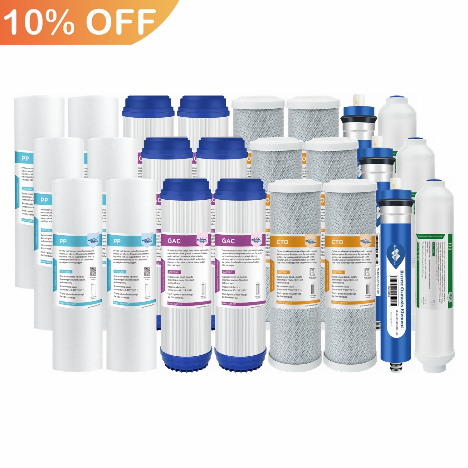 5 Stage Reverse Osmosis Water Filter Set with 36/50/75/100/150 GPD RO Membrane gallery