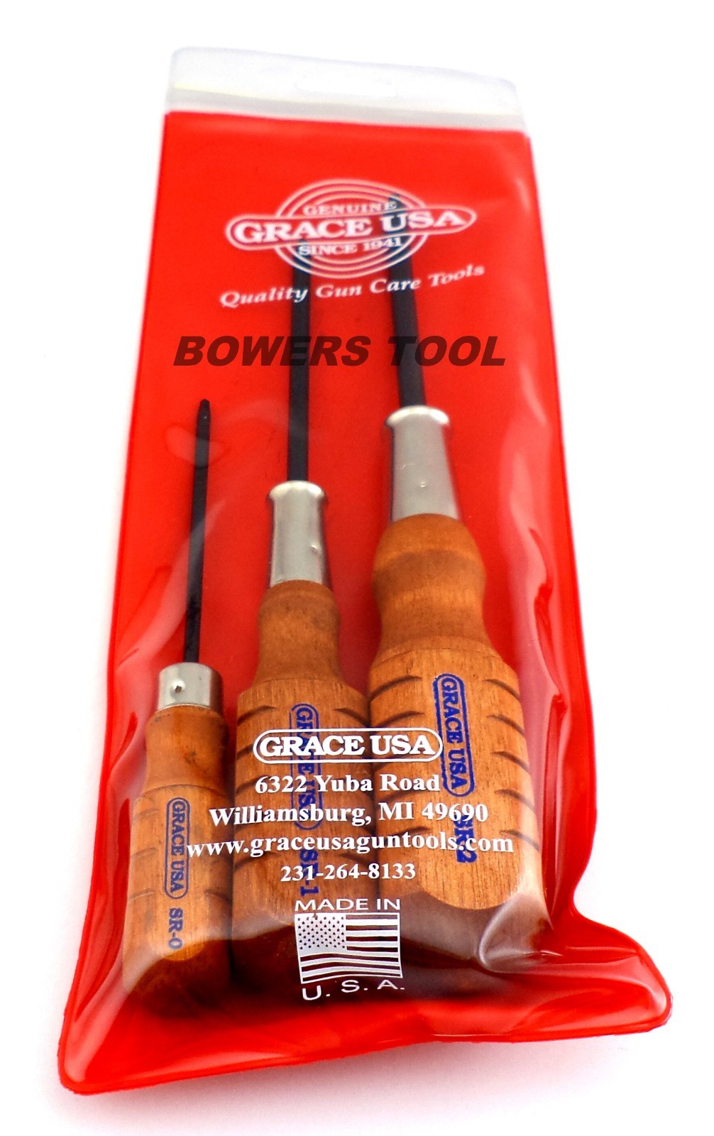 Grace 3pc Square Robertson Screwdriver Set #0 #1 #2 Wood Handle MADE IN USA gallery
