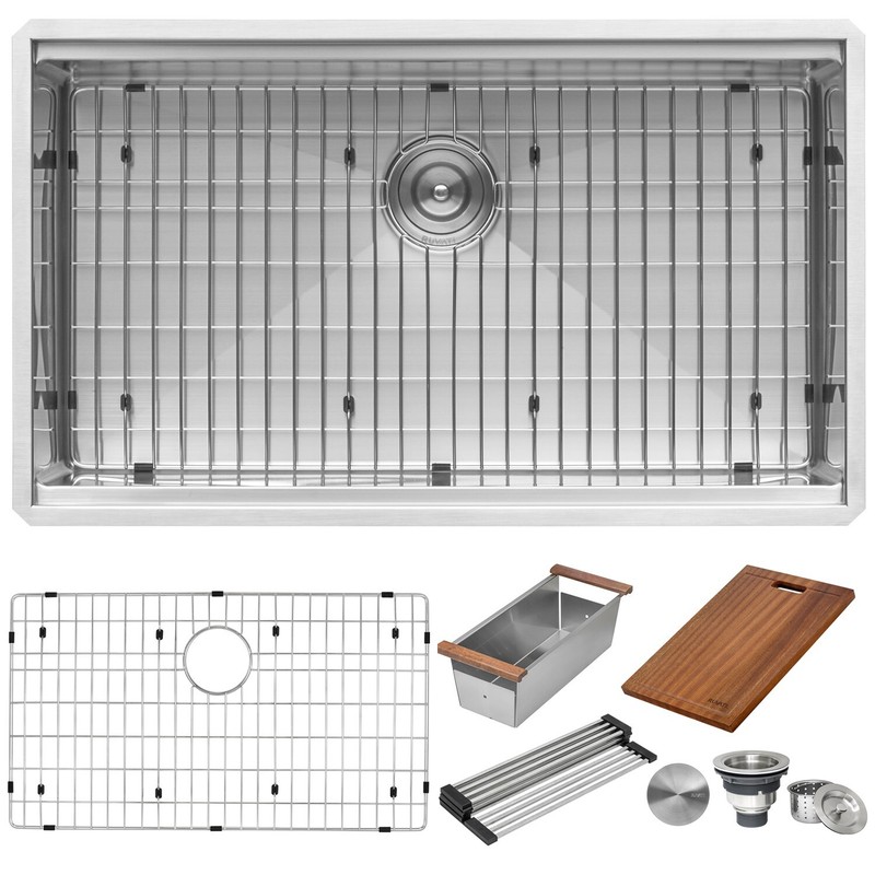 Ruvati 30-inch Workstation Rounded Corner Undermount Ledge Kitchen Sink- RVH8320 gallery