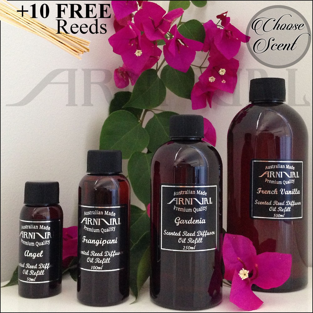 Highly scented REED DIFFUSER OIL REFILL + 10 FREE STICKS 50ml 100ml 250ml 500ml