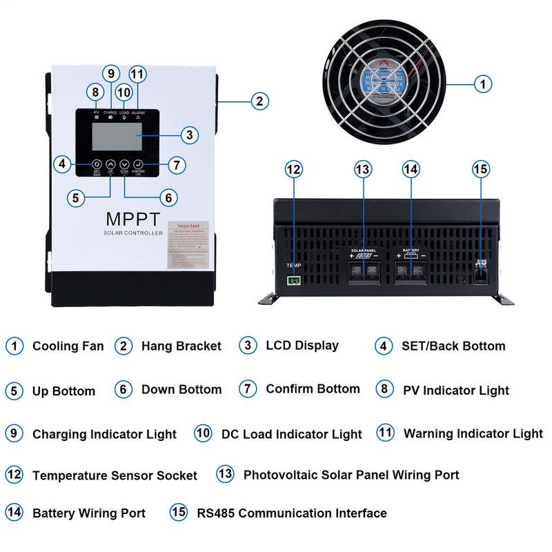 120A MPPT Solar Charge Controller 12V 24V 36V 48V 60V 72V 84V 96V Battery System gallery