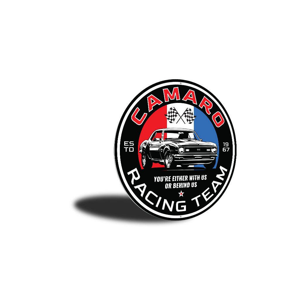 Camaro Racing Team Either With Us Or Behind Us Metal Sign Chevy Chevrolet Car gallery
