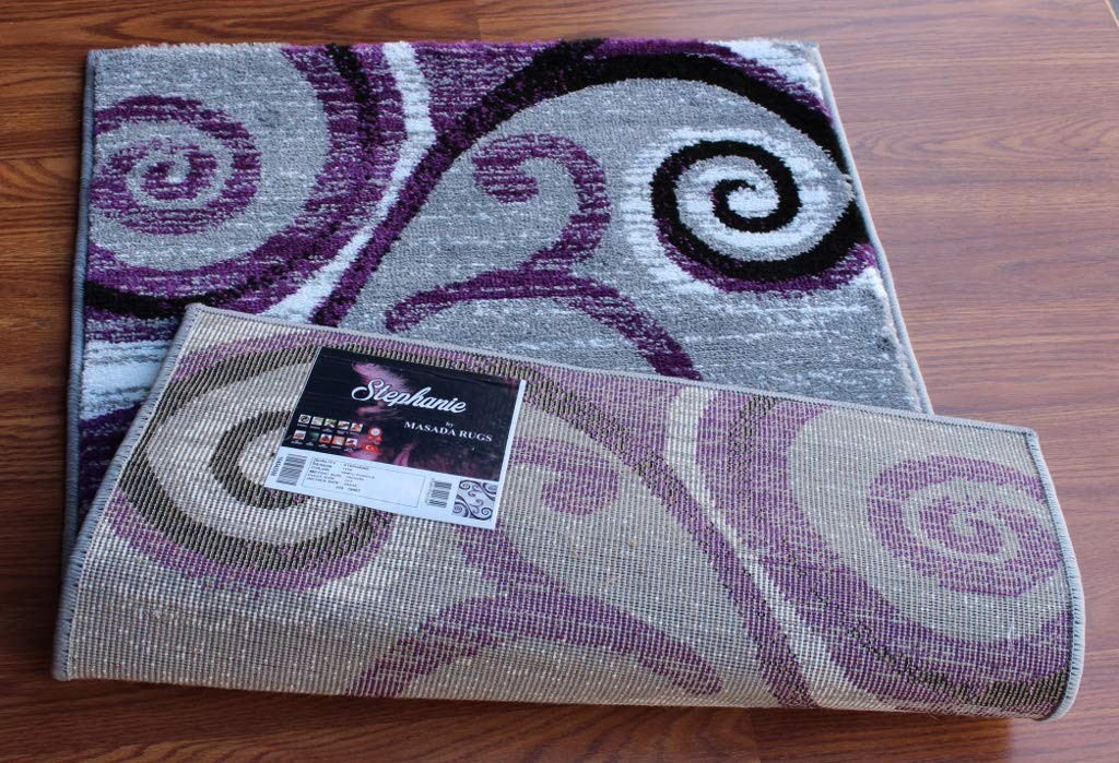 , Stephanie Collection Area Rug Modern Contemporary Design 1100 Purple Grey W... gallery