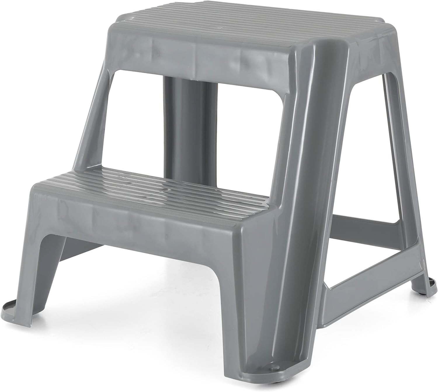 2-Step Molded Plastic Stool Cutout Handle Non Slip Step Tread 300 Pound Capacity gallery